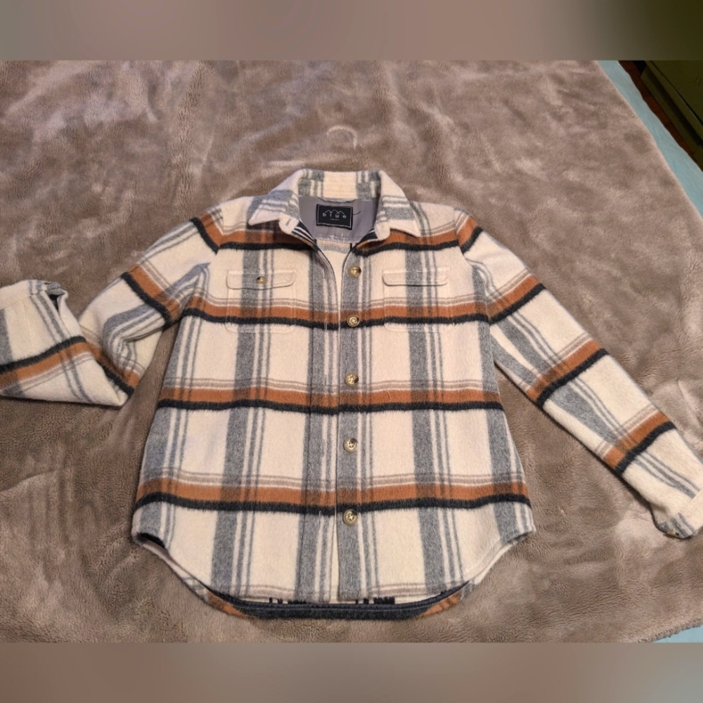 BLUE Alpaca+Wool Flannel Jacket NWoT